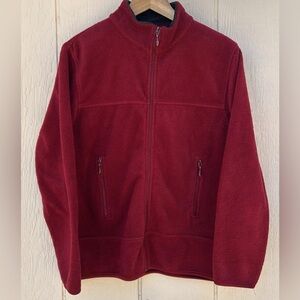 Jennifer Moore Women’s Sz Small Fleece Jacket Full Zip Pockets Red/Burgundy